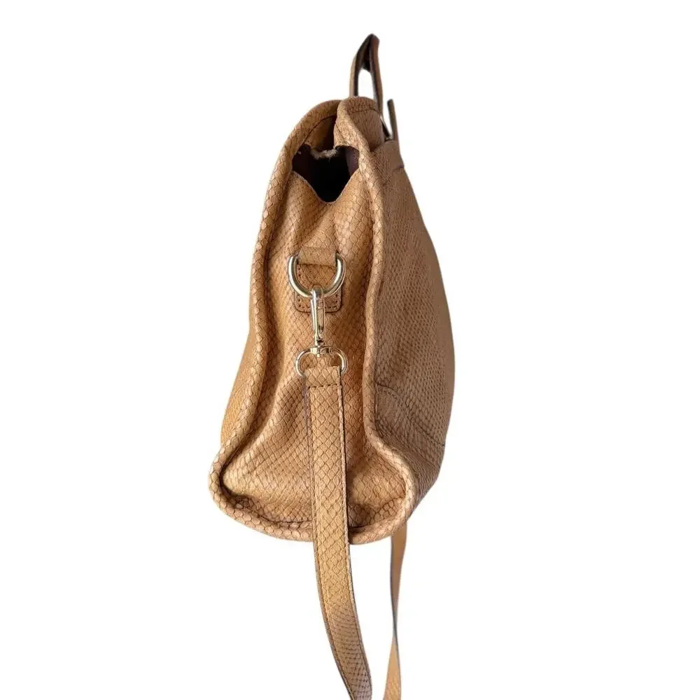 VC Signature Anna Satchel Handbag Mica Camel Embossed Leather Top Handle NEW